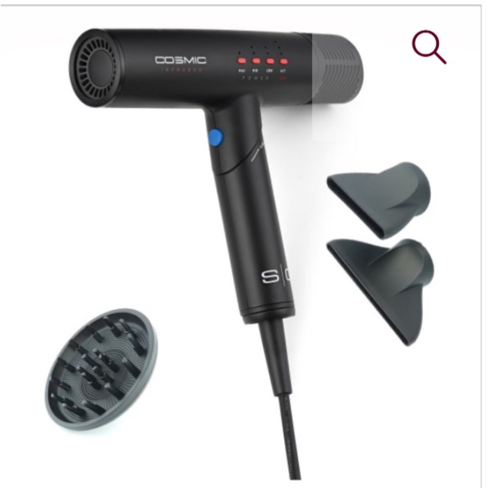 Cosmic Black Hair Dryer with Attachments. Like new!
